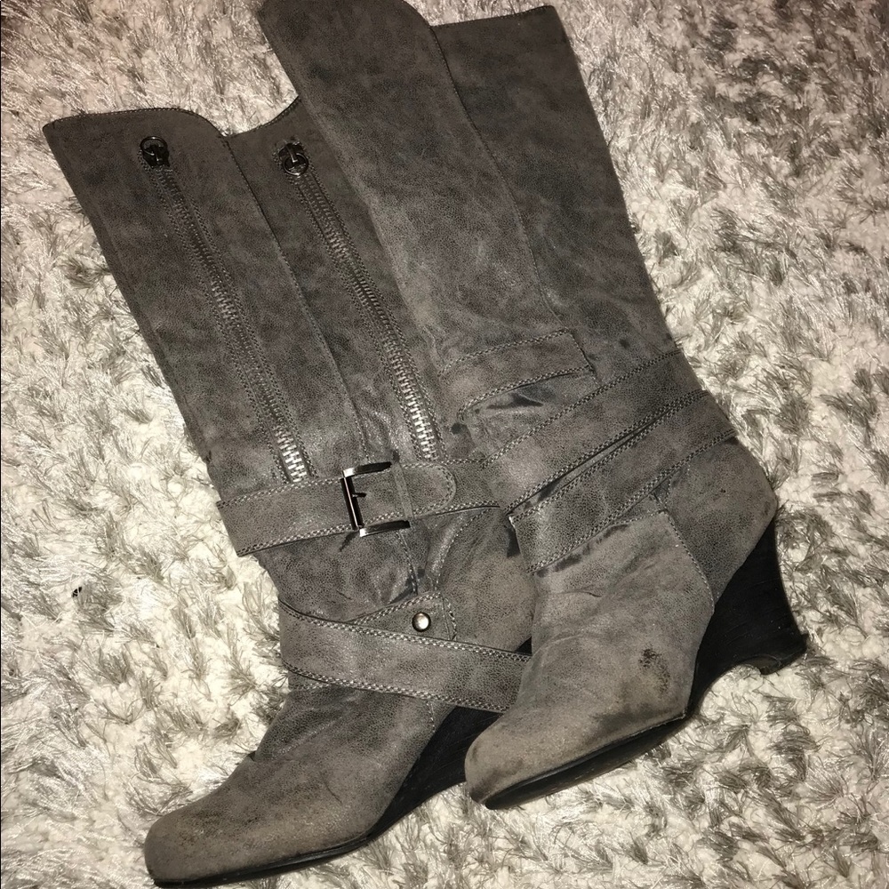 Not Rated Knee high grey boots